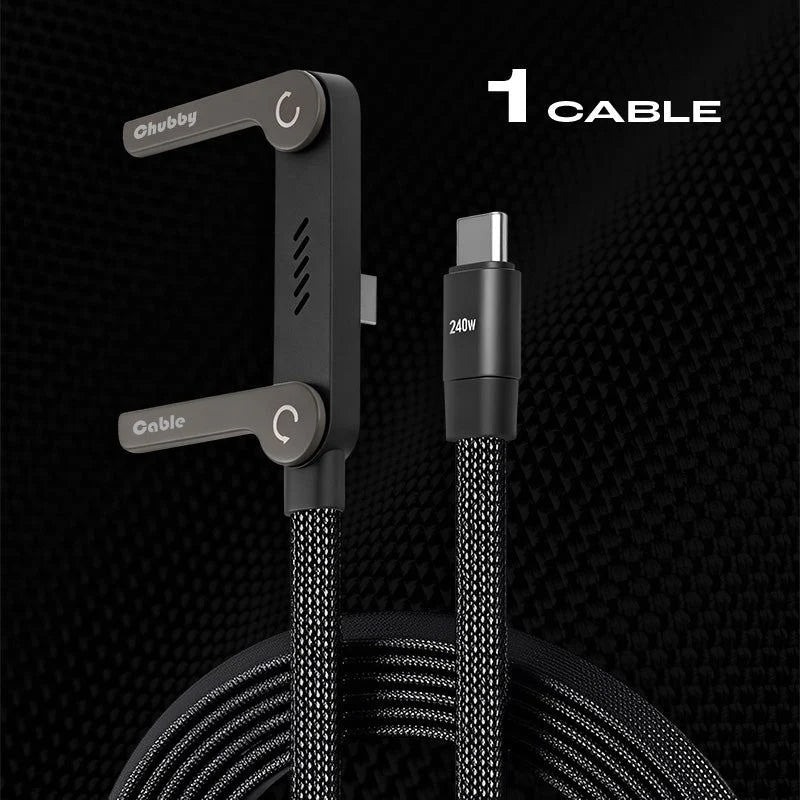 Câble de recharge rapide 240 W avec support pour téléphone réglable.