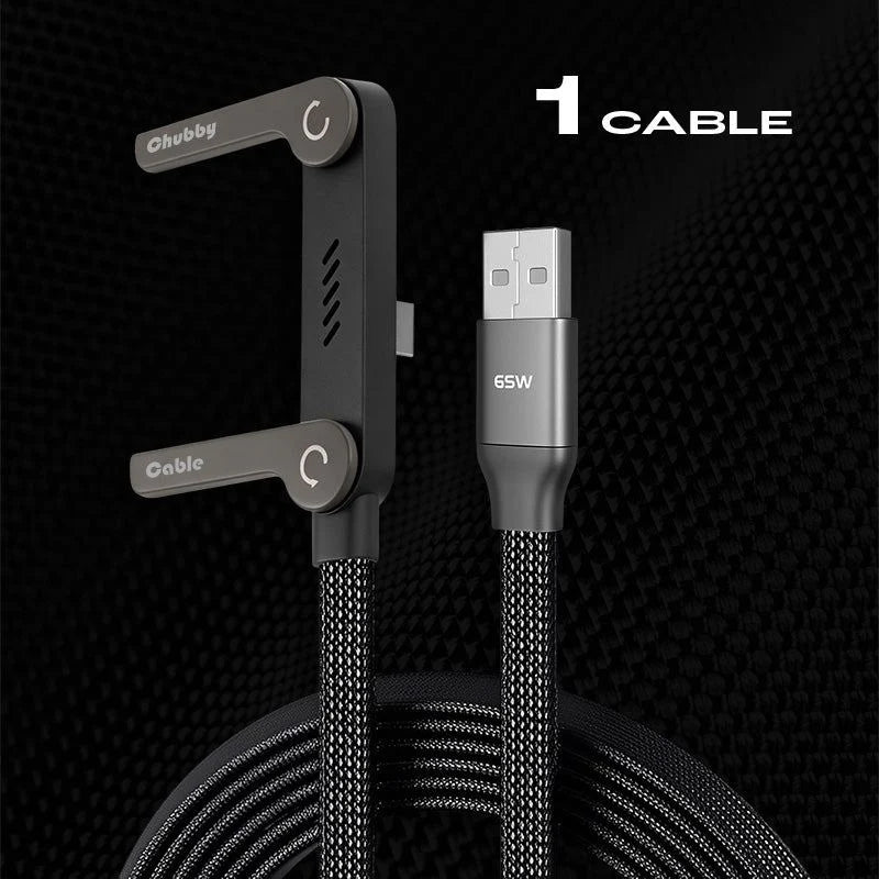 Câble de recharge rapide 240 W avec support pour téléphone réglable.