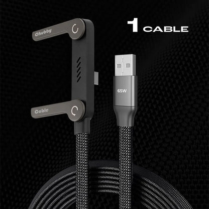 Câble de recharge rapide 240 W avec support pour téléphone réglable.